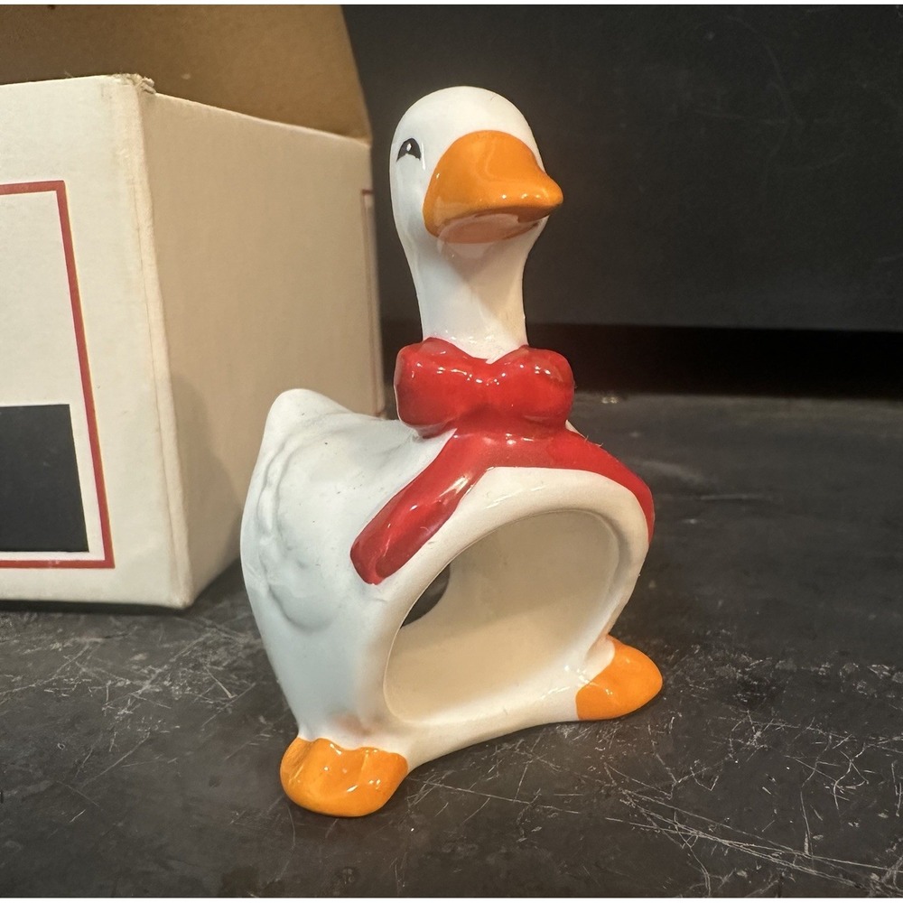 Vintage Colonial Candle Cape Cod Geese Napkin Rings 4 Christmas‎ Box